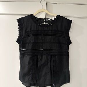 Veronica Beard Black Lace Trim Blouse